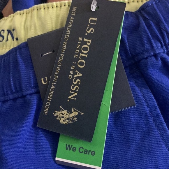 U.S. POLO ASSN Men's stretch jogging shorts blue/yellow XS Extra Small - Picture 7 of 8